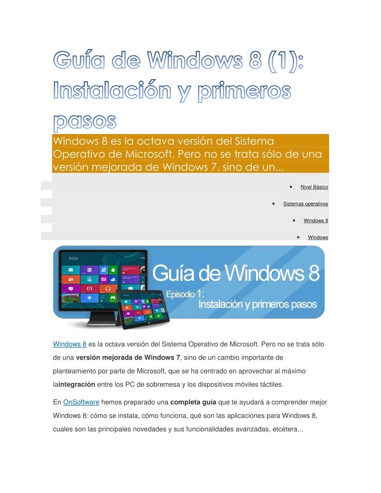 Imágen de pdf Guia de Windows 8 (1): Instalación y primeros pasos